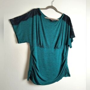 ALYX Vintage Vintage Y2K Dolman Drape Top Blouse W/Side Shirring 2X Teal